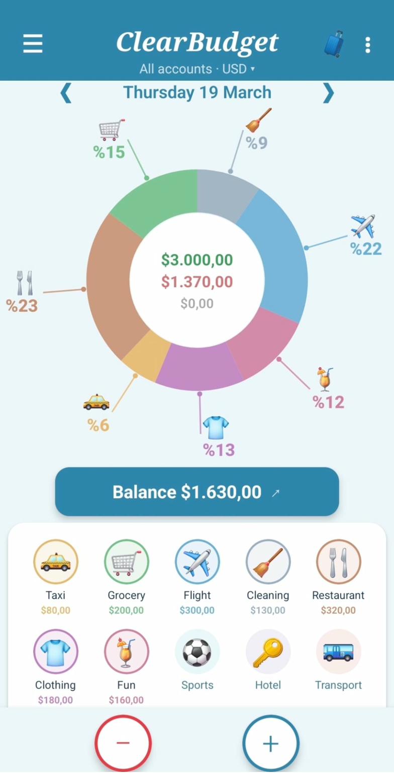 ClearBudget home screen